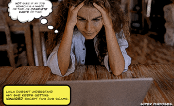 Woman very frustrated by job search difficulty