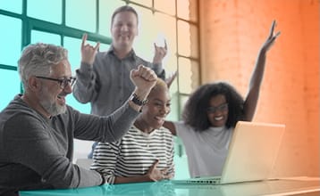 Co-workers celebrating the benefits of an internship.